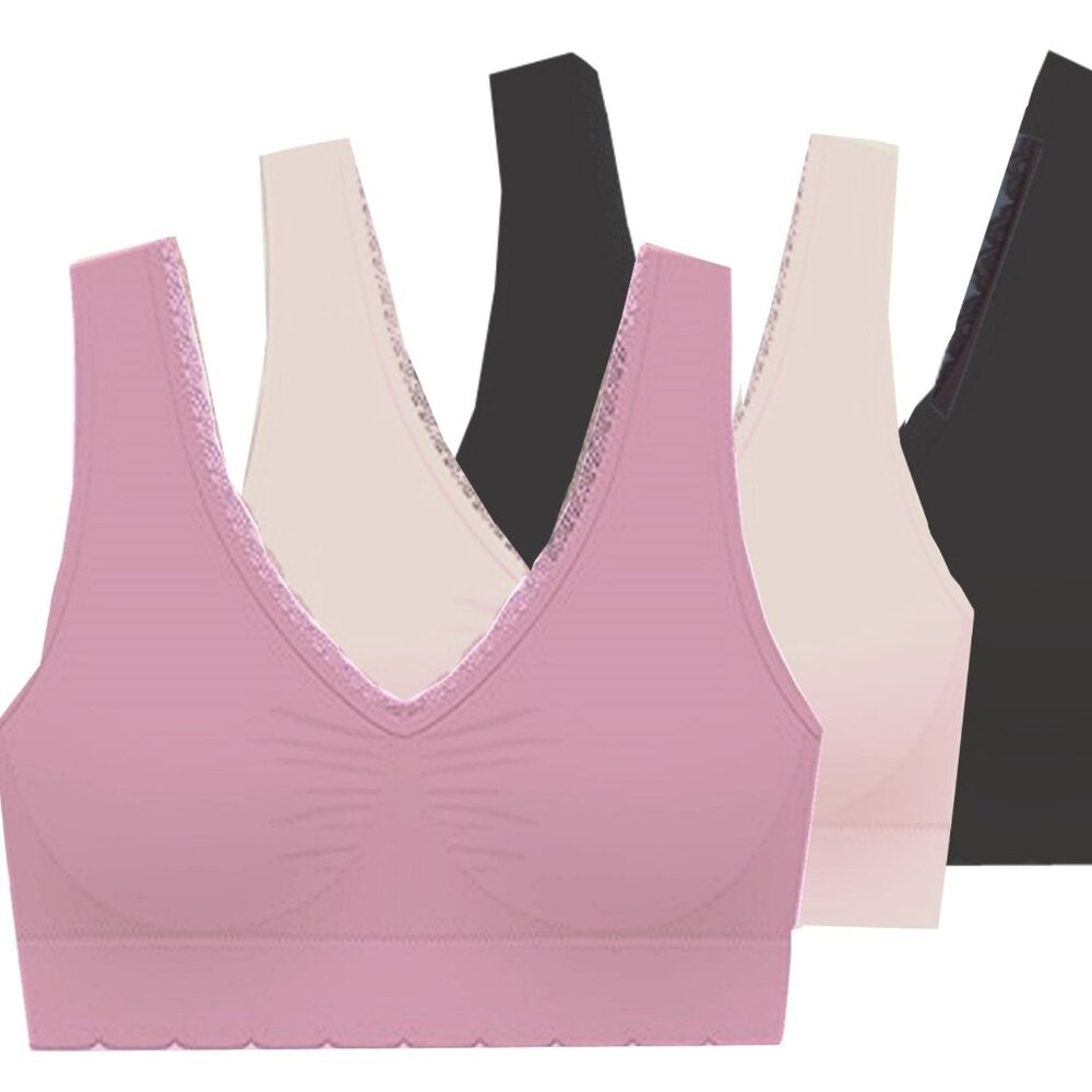 Delta Burke Seamless Padded Comfort Bra w/Removable Pads-3-Pack